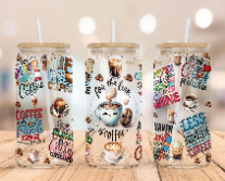 Funny Coffee Quote Frosted Glass Tumbler - Image 2