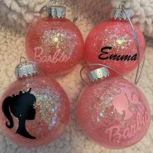 Barbie Glitter pink Round Christmas Ornament - Pack of 4