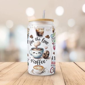 Funny Coffee Quote Frosted Glass Tumbler