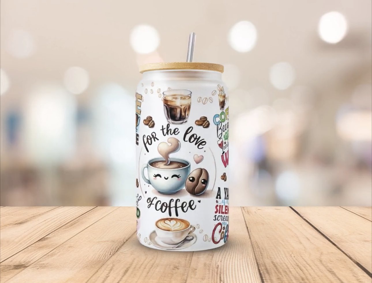 Funny Coffee Quote Frosted Glass Tumbler