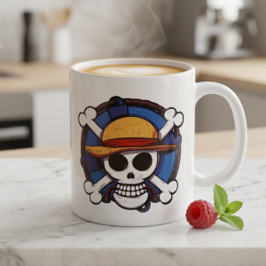 Skull Straw Hat 16oz ceramic mug hot or cold drink