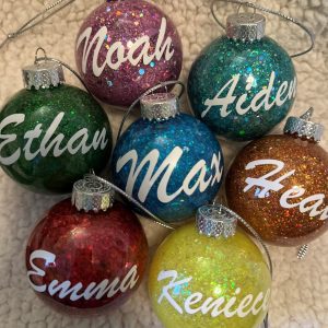Personalized Rainbow Glitter Ornaments