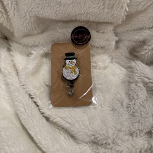 Snowman Acrylic Badge Reel -Retractable ID Holder for Nurses, office Staff, Doctors and Teachers
