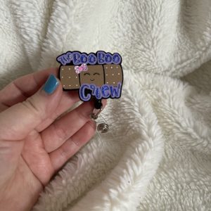The Boo Boo Crew Acrylic Badge Reel- Cute Bandage Nurses ID Holder